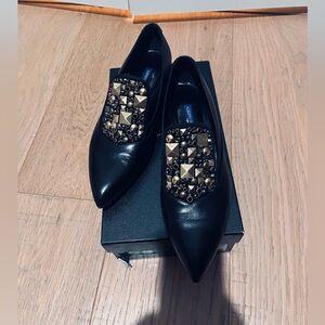 Alberto Guardiani ( Italy) Black Studded Women's Loafers